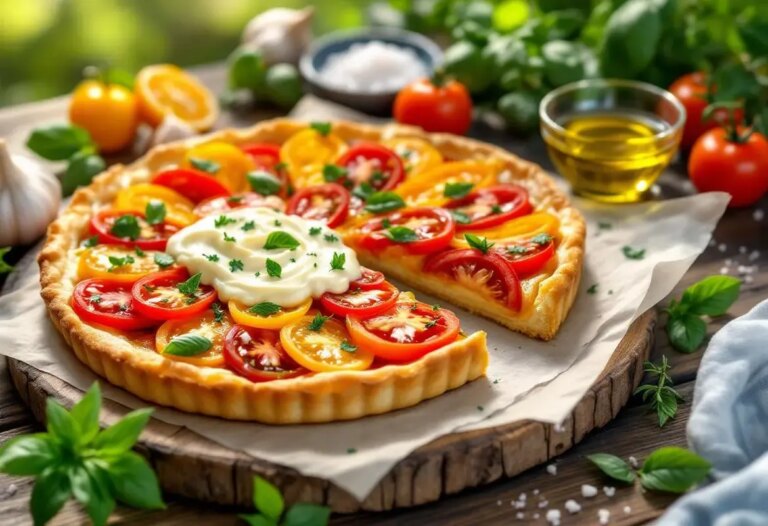 Tarte fine à la tomate du jardin et crème d’ail rôti : la recette d’été par excellence.jpg